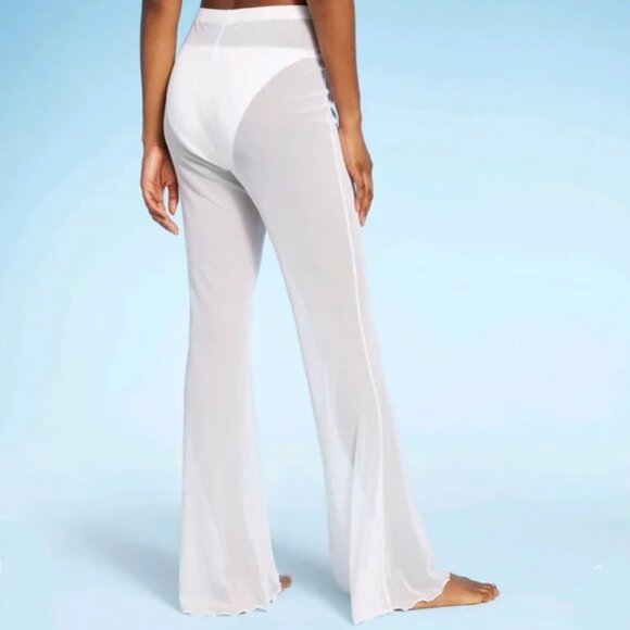 NEW Wild Fable Sheer White Flare Mesh Pants – Size L (12–14) – Swim Cover Up - Picture 2 of 6
